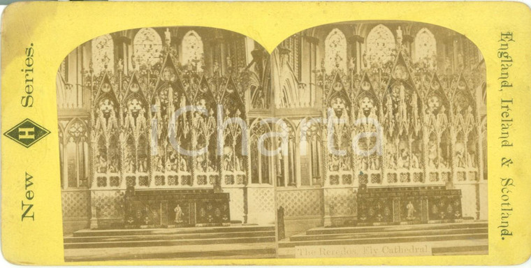 1890 ca ELY (ENGLAND) The reredos of the Cathedral *Fotografia stereoscopica