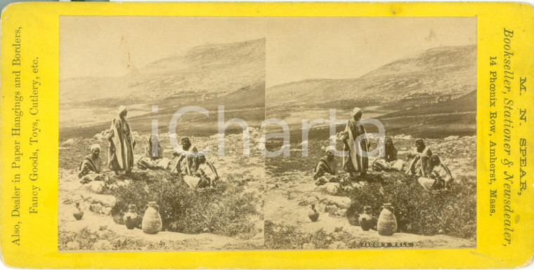 1880 ca NABLUS (ISRAEL) Pellegrini al POZZO DI GIACOMO *Fotografia stereoscopica