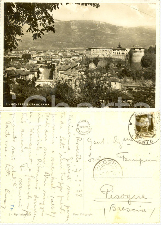 1938 ROVERETO (TN) Panorama *Cartolina a Isolina TEMPINI