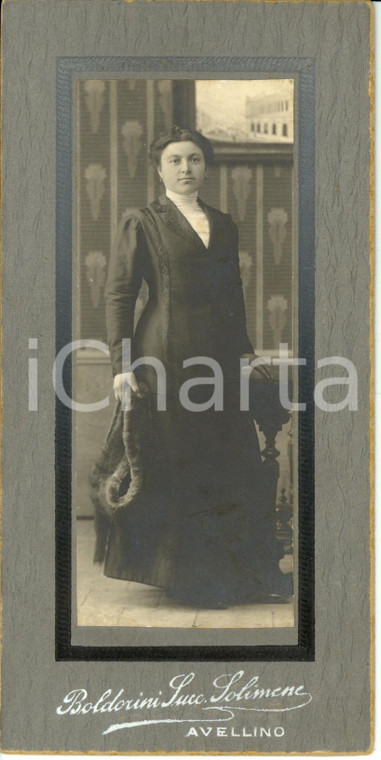 1900 ca AVELLINO Donna borghese con pellicciotto *Foto BOLDORINI SOLIMENE