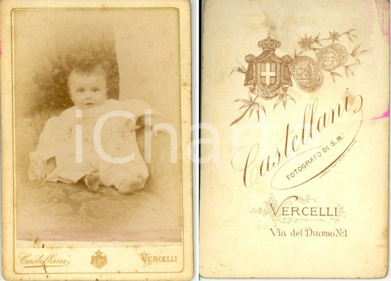 1870 ca VERCELLI Ritratto di bambino con vestito bianco *Foto CASTELLANI