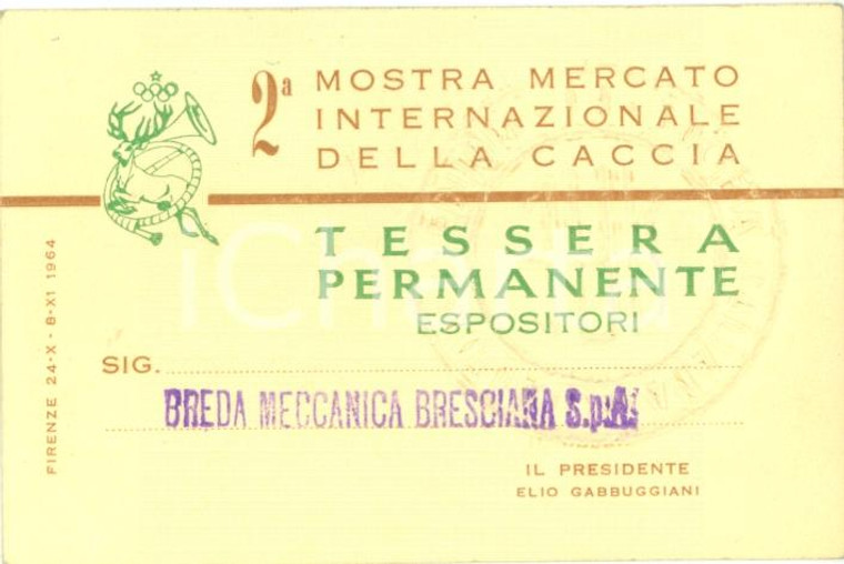 1964 FIRENZE 2° Mostra Mercato Internazionale Caccia BREDA MECCANICA BRESCIANA