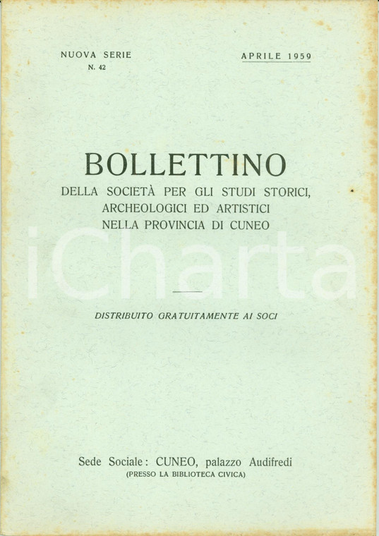 1959 CUNEO Bollettino studi storici famiglia FALLETTI BAROLO Origine POCAPAGLIA