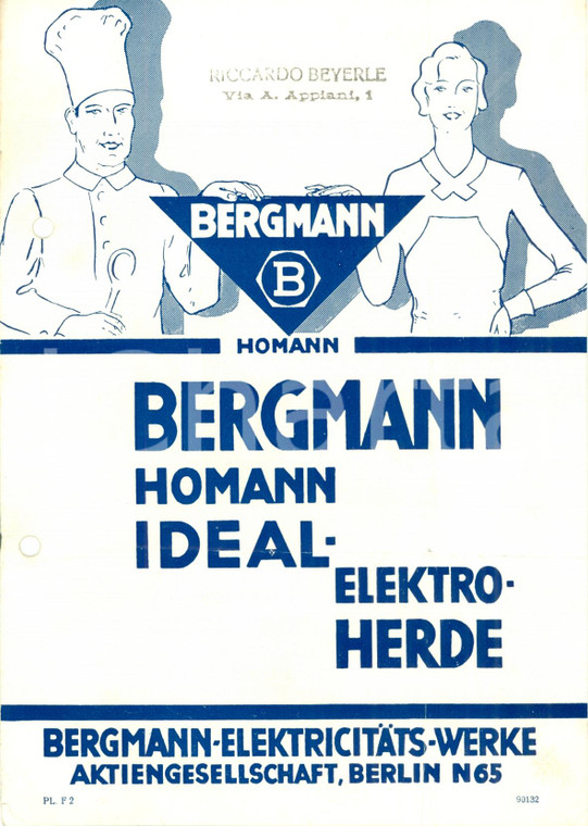 1950 ca BERGMANN-HOMANN Elettrodomestici ideali ILLUSTRATO *Opuscolo