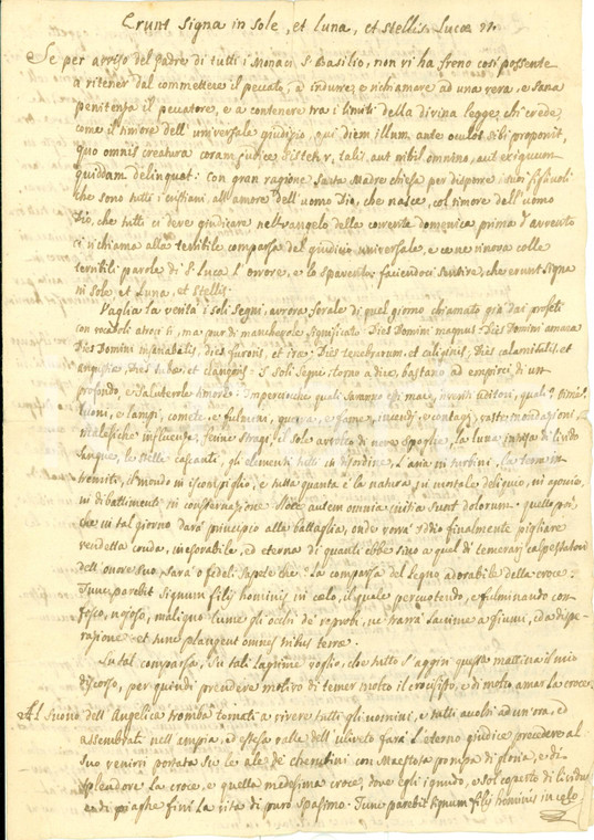 1750 ca L'AQUILA? Predica Giudizio Universale Monastero SAN BASILIO Manoscritto