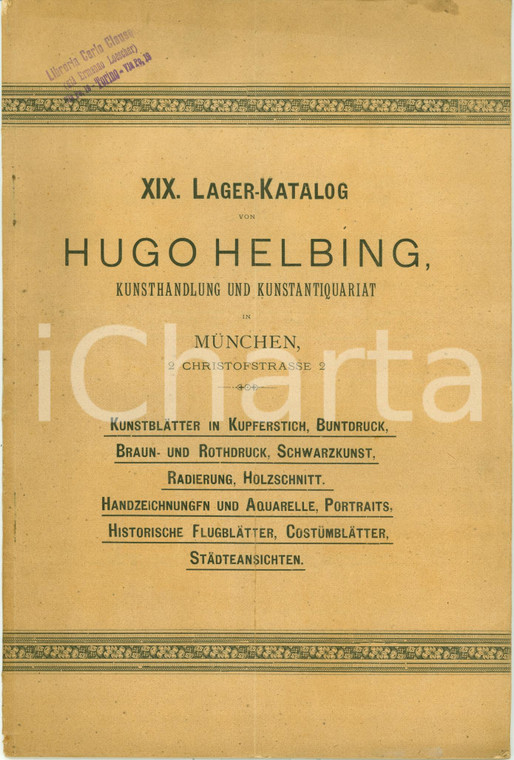 1880 ca MUNCHEN (DE) XIX Lagerkatalog Hugo HELBING Porträts Kunstblätter