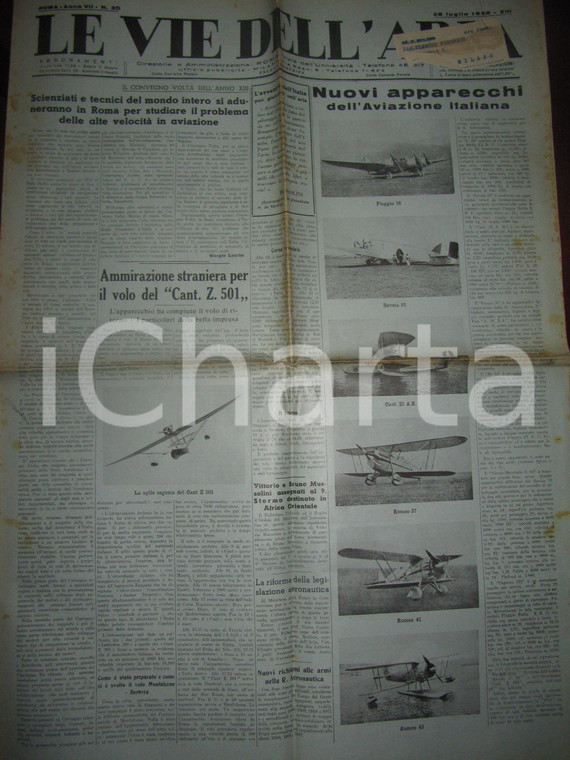 1935 VIE DELL'ARIA Nuovi aeroplani aviazione italiana PIAGGIO SAVOIA MARCHETTI