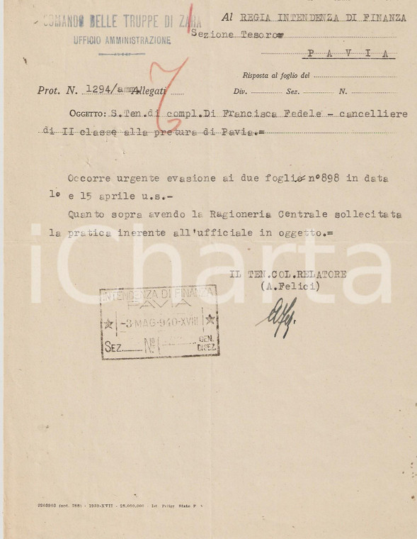 1940 Comando di ZARA sottotenente Fedele DI FRANCISCA