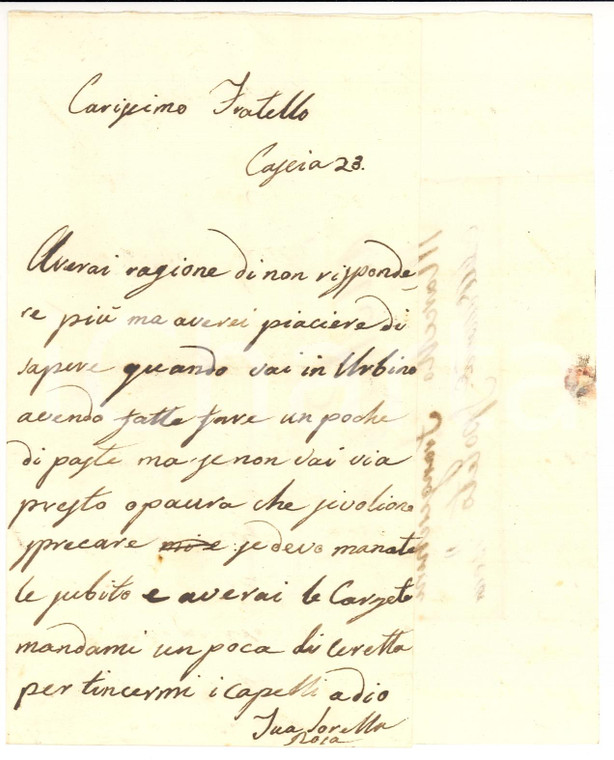 1820 CASCIA (PG) FRANCESCHINI vuole ceretta per capelli