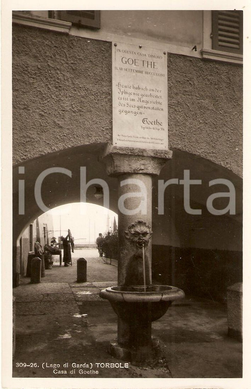 1950 ca NAGO - TORBOLE (TN) Casa di J. Wolfgang GOETHE Animata *Cartolina FP NV