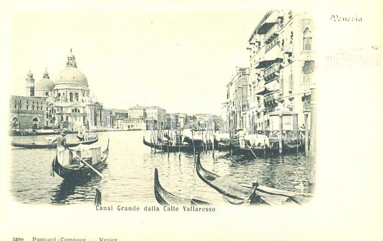 1910 ca VENEZIA Canal Grande da CALLE VALLARESCO con gondole *Cartolina animata