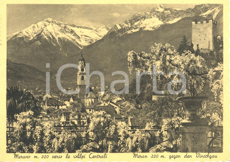 1950 ca MERANO (BZ) Veduta verso le ALPI CENTRALI *Cartolina postale FG VG