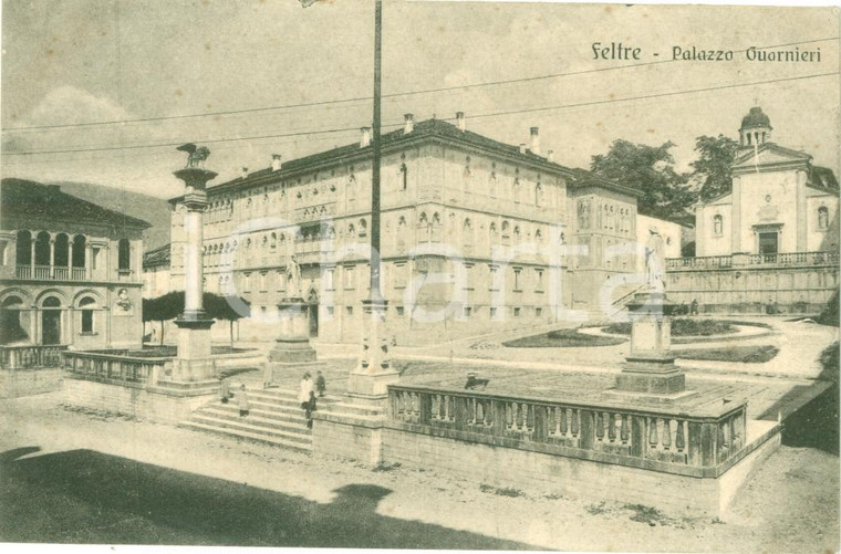 1917 FELTRE (BL) Veduta Palazzo GUARNIERI *Cartolina ANIMATA FP NV