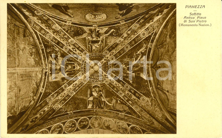 1935 ca PIANEZZA (TO) Soffitto dell'antica pieve di SAN PIETRO *Cartolina FP NV