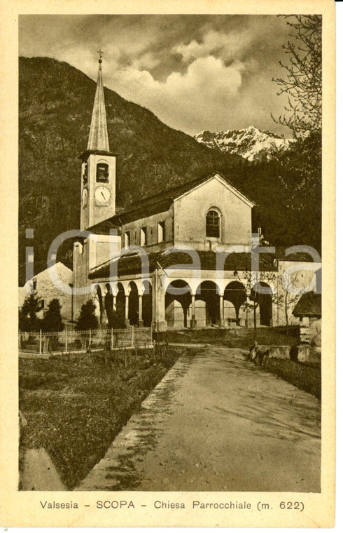 1935 ca SCOPA (VC) VALSESIA Chiesa parrocchiale SAN BARTOLOMEO *Cartolina FP NV