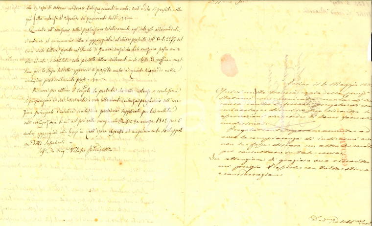1833 TORINO Marchese Agostino ADORNO in lite contro cav. DE FERRARI *Lettera