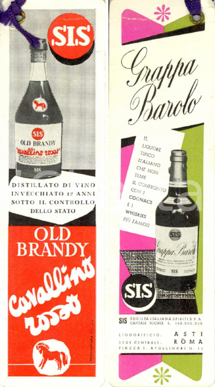 1960 ca ROMA Liquorificio S.I.S. Old brandy CAVALLINO ROSSO - Grappa BAROLO