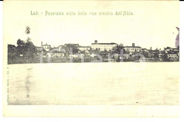 1900 ca LODI Panorama visto dalla riva sinistra dell'ADDA *Cartolina FP VG 
