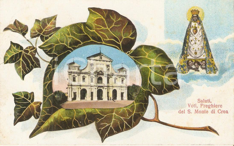 1924 SERRALUNGA DI CREA (AL) Santuario di CREA con edera *Cartolina FP VG