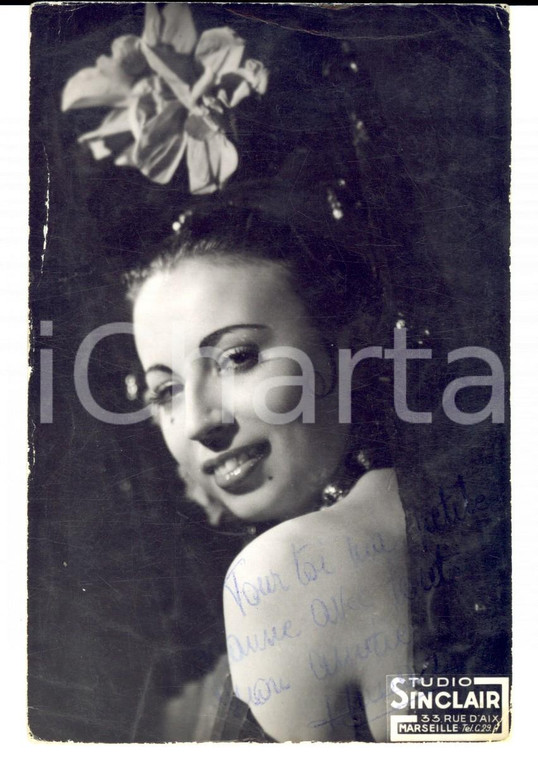 1951 MUSICA Cantante Jeanne JUSSAS in costume di scena *Foto con AUTOGRAFO