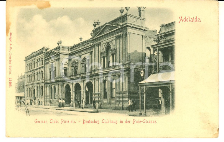 1900 ca ADELAIDE (AUSTRALIA) GERMAN CLUB, Pirie Street *VINTAGE Postcard