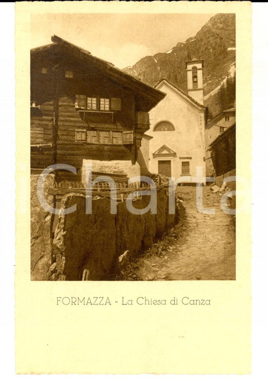 1930 ca FORMAZZA (VB) Chiesa di CANZA - Cartolina albergo CASCATA DEL TOCE FP NV