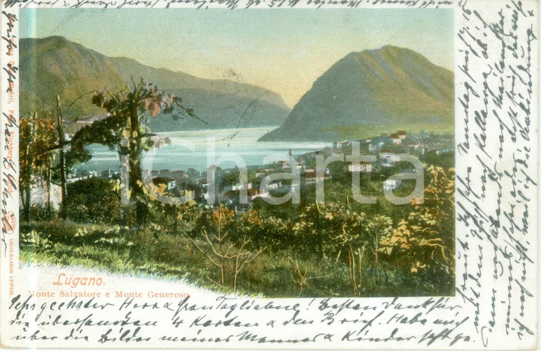 1903 LUGANO (SVIZZERA) Monte Salvatore e Monte Generoso *Cartolina FP VG