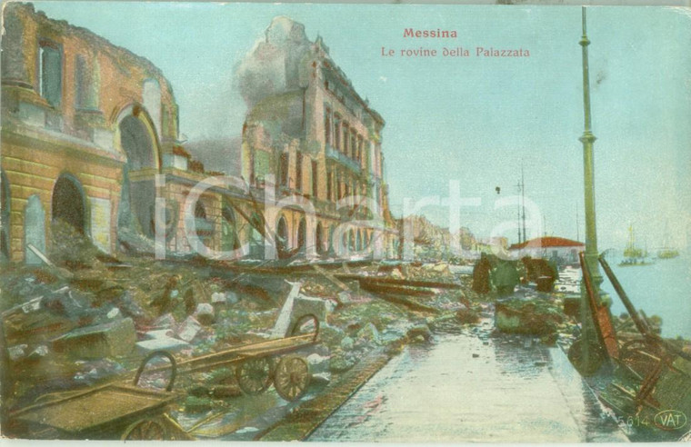 1930 ca MESSINA Rovine della Palazzata dopo terremoto 1908 *Cartolina FP NV