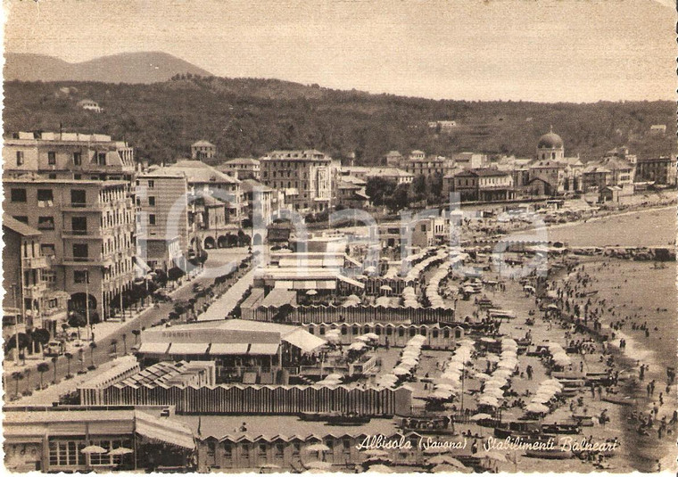 1954 ALBISSOLA MARINA (SV) Panorama con stabilimenti balneari *Cartolina FG VG