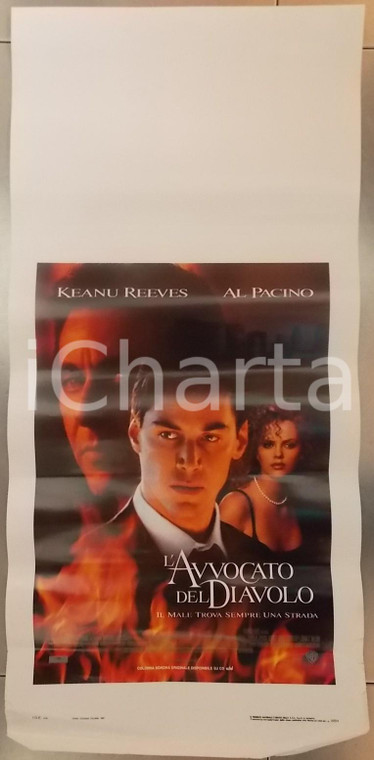 1997 AVVOCATO DEL DIAVOLO Keanu REEVES Al PACINO Charlize THERON Locandina 33x75