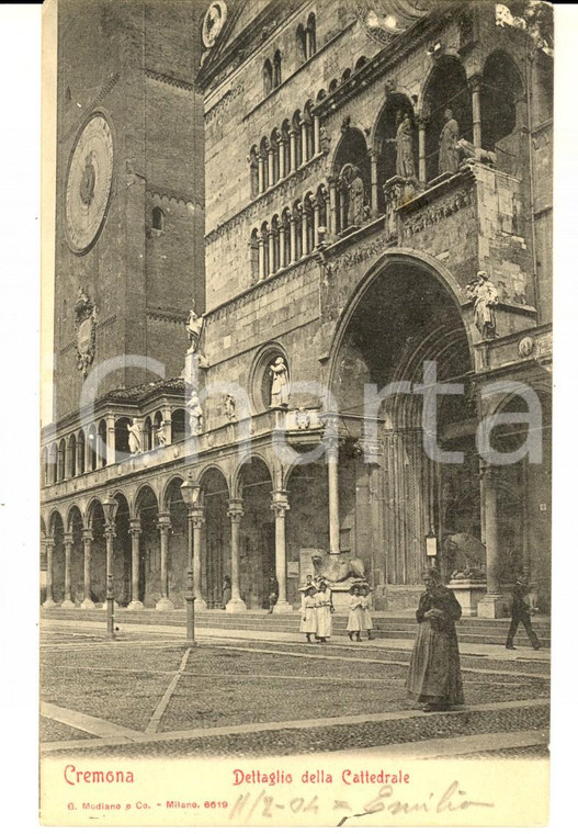 1904 CREMONA Dettaglio della Cattedrale *Cartolina ANIMATA bambine FP VG