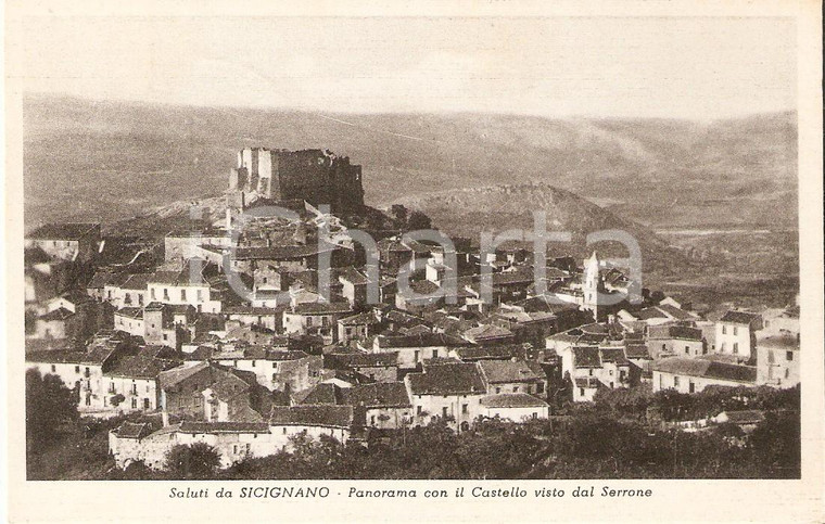 1953 SICIGNANO DEGLI ALBURNI (SA) Castello visto da Monte SERRONE *Cartolina FP