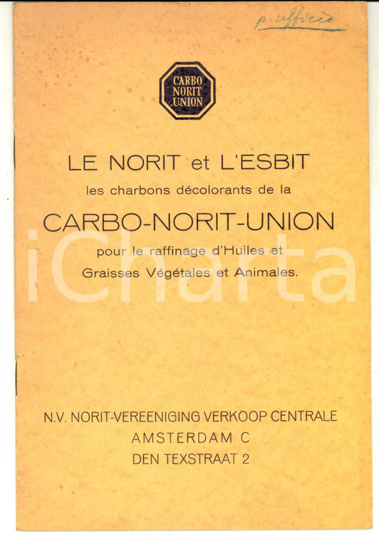 1940 ca CARBO-NORIT-UNION Les charbons décolorants pour raffinage 16 pp.