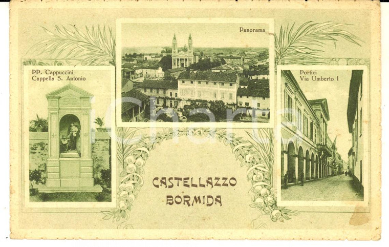1939 CASTELLAZZO BORMIDA (AL) Vedutine con viale UMBERTO I *Cartolina FP VG