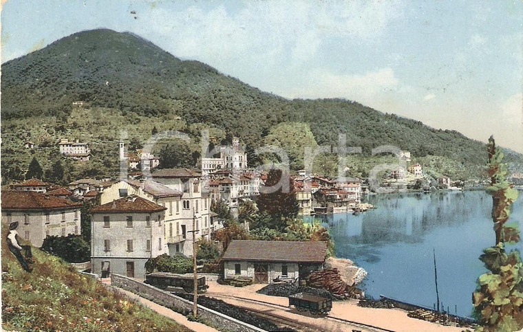 1909 PONTE TRESA (SVIZZERA) Panorama con Lago di Lugano *Cartolina FP VG