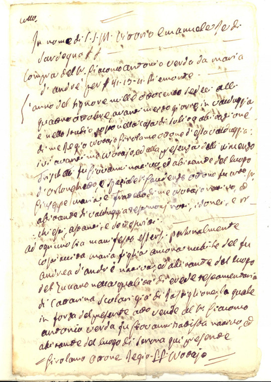 1816 RASTIGLIONE Maria D'ANDRE' vende selva a Giacomo Antonio VERDA *Manoscritto