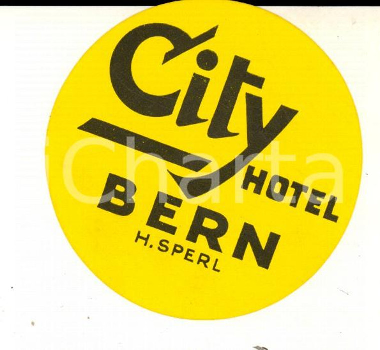 1940 ca BERN (SUISSE) CITY Hotel *Etichetta pubblicitaria VINTAGE 6 cm 