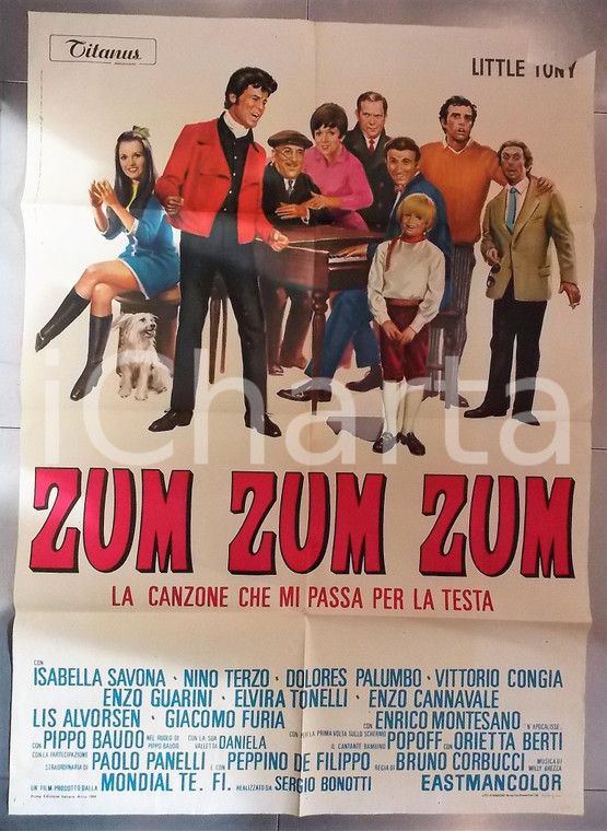 1969 ZUM ZUM ZUM Musicarello LITTLE TONY *Manifesto DANNEGGIATO 100x140 cm