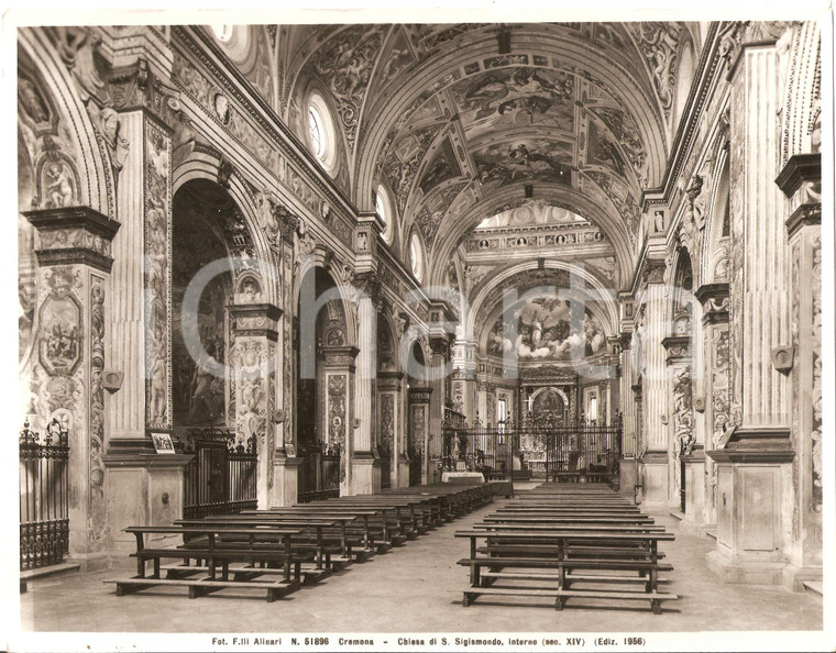 1956 CREMONA Interno della Chiesa di San Sigismondo Foto artistica ALINARI 25x20