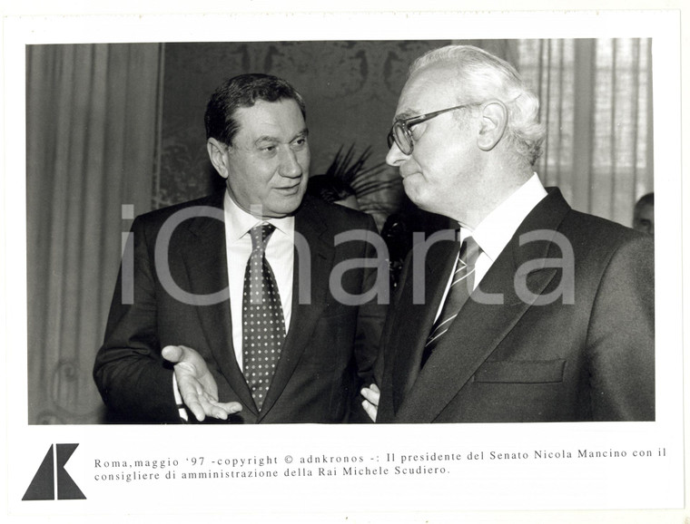 1997 ROMA Nicola MANCINO con Michele SCUDIERO consigliere RAI - Foto 24x17 cm