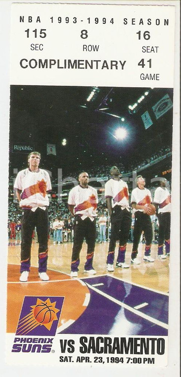1994 NBA Phoenix Suns vs. Sacramento *Ticket season 1993 - 1994