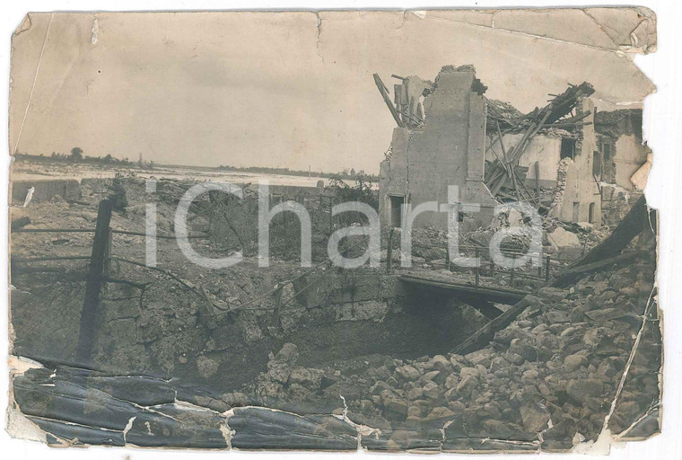 1918 WW1 ZONA DI GUERRA Paese distrutto (1) Foto DANNEGGIATA 16x11 cm