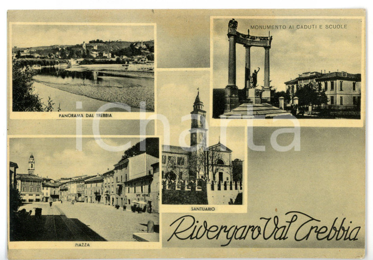 1955 RIVERGARO (PC) Vedutine della città *Cartolina VINTAGE - FG VG