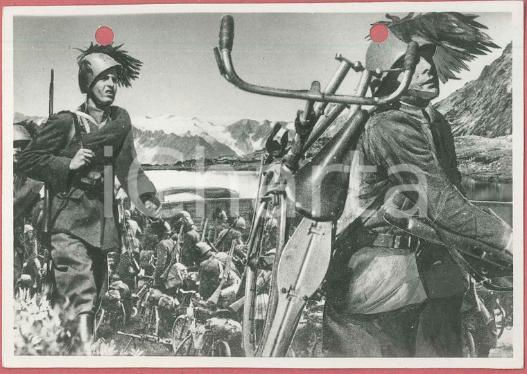 1940 WW2 Bersaglieri ciclisti in marcia *Foto per cartolina ditta Paolo MARZARI