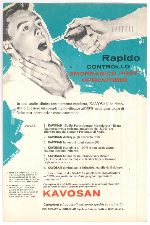 1960 FARMACEUTICA The KNOX Company - KAVOSAN *Cartoncino pubblicitario