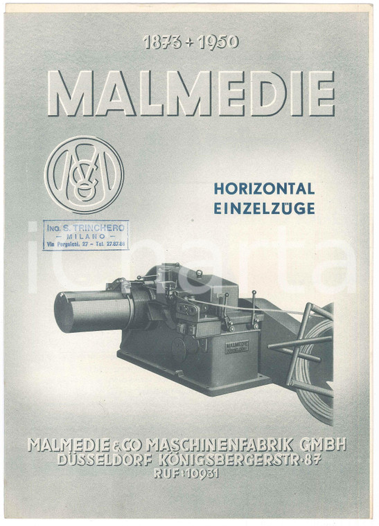 1950 DUSSELDORF - MALMEDIE - Maschinenfabrik - Macchine per filo *Programma