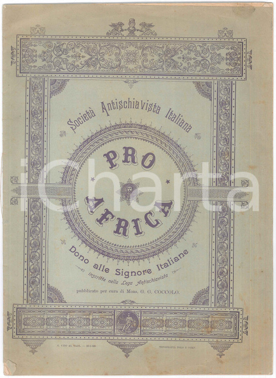 1900 Società Antischiavista Italiana - Mons. G. G. COCCOLO - Pro Africa *20 pp.