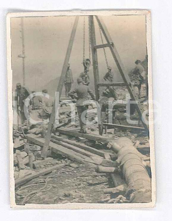 1918 WW1 ZONA DI GUERRA Artiglieria da montagna al lavoro (3) Foto 4x6 cm