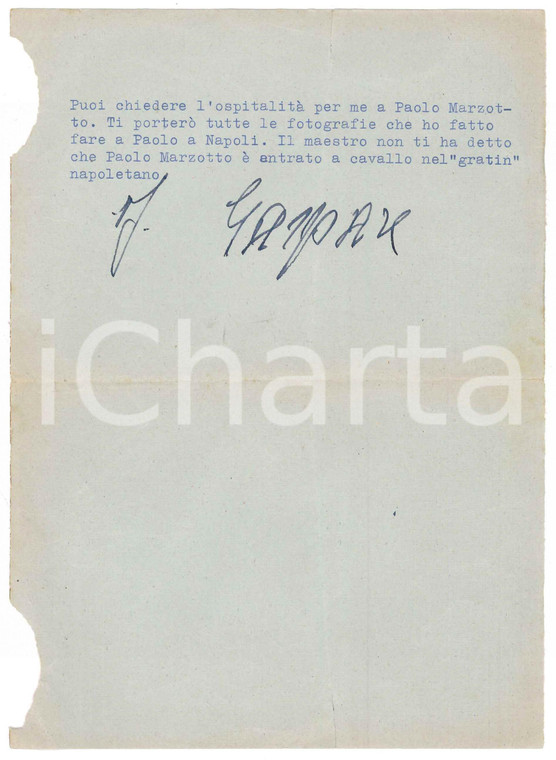 1952 MONTECATINI TERME Libraio Gaspare CASELLA in vacanza con amici - Autografo