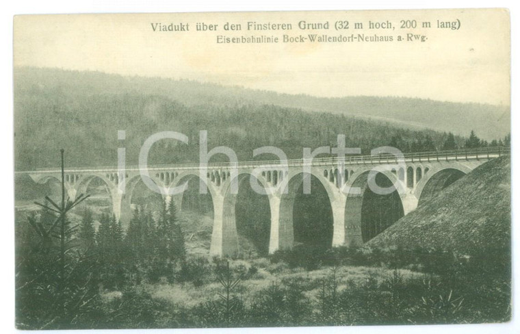 1910 ca Ferrovia BOCK-WALLENDORF-NEUHAUS Viadotto FINSTEREN GRUND *Cartolina